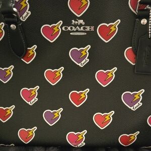 Coach Black Tote with Heart and Lightning Design